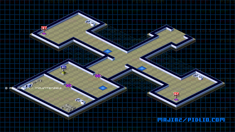 STAGE1-9：BASE OF INVADERの設置物のマップ画像 ／ 魔神転生2 攻略 ─ pidlio.com