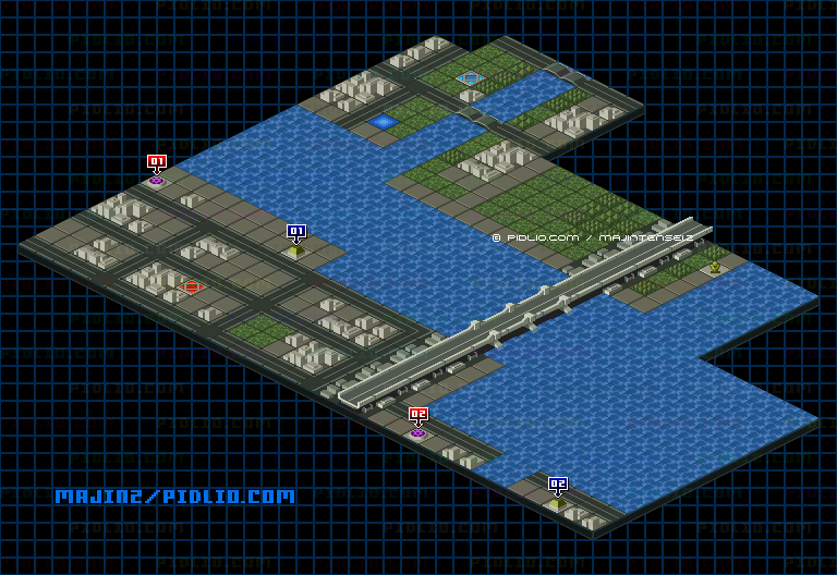 STAGE3-7：SHIBAURAの設置物のマップ画像 ／ 魔神転生2 攻略 ─ pidlio.com