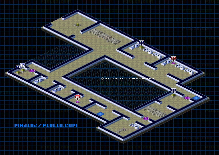 STAGE3-9:BASE OF OGIWARAの設置物のマップ画像 / 魔神転生2 攻略 ─ pidlio.com