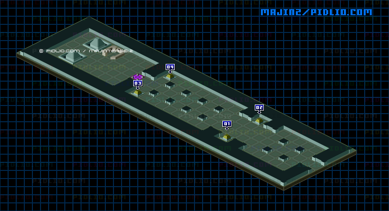 STAGE4-8:CENTRAL PASSAGEの設置物のマップ画像 / 魔神転生2 攻略 ─ pidlio.com