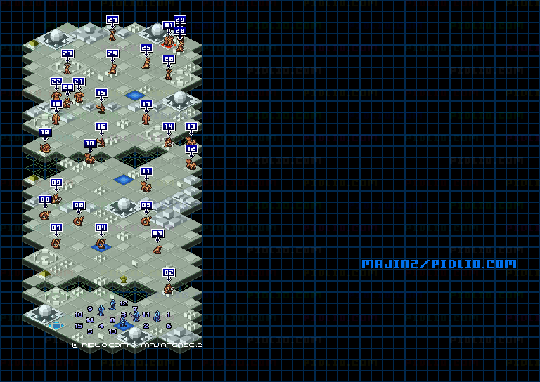 STAGE5-2：SYEHAKIM（NEUTRAL属性）のキャラクター配置のマップ画像 ／ 魔神転生2 攻略 ─ pidlio.com