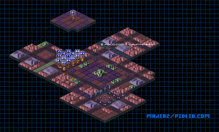 STAGE6-E:ROOT-PARANOIAのキャラクター配置のマップ画像 / 魔神転生2 攻略 ─ pidlio.com