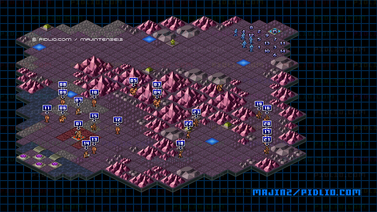 STAGE6-4:ADHAMA(NEUTRAL属性)のキャラクター配置のマップ画像 / 魔神転生2 攻略 ─ pidlio.com