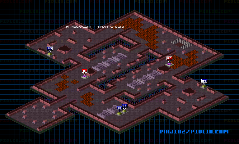 STAGE6：AHRQA - 代行者ベルゼブブの設置物のマップ画像 ／ 魔神転生2 攻略 ─ pidlio.com
