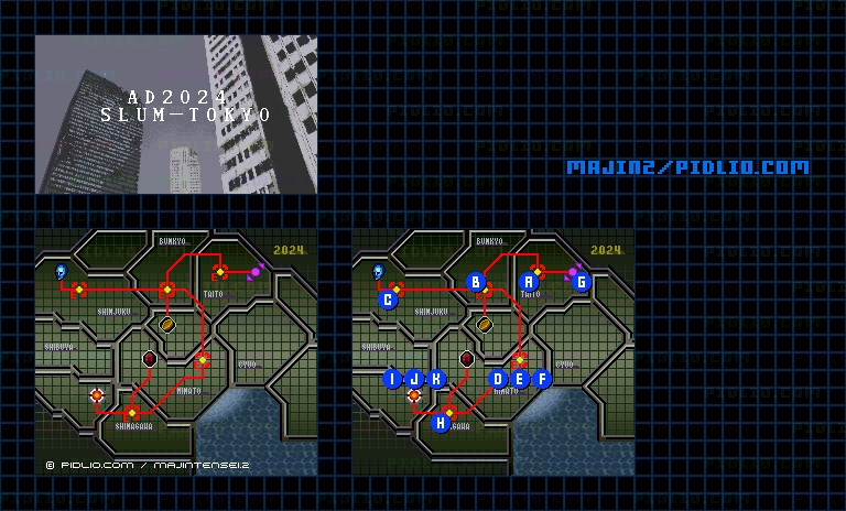 STAGE2:A.D.2024 - TOKYOの全体ステージマップ画像 / SFC版ドラゴンクエスト3攻略 ─ pidlio.com