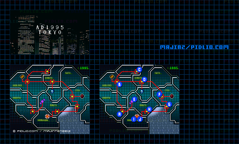 STAGE3：A.D.1995 - TOKYOの全体ステージマップ画像 ／ SFC版ドラゴンクエスト3攻略 ─ pidlio.com