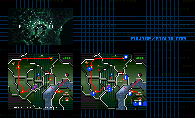 STAGE4：A.D.2052 - MEGALOPOLISの全体ステージマップ画像 ／ SFC版ドラゴンクエスト3攻略 ─ pidlio.com