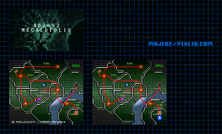 STAGE7：A.D.2052　MEGALOPOLISの全体ステージマップ画像 ／ SFC版ドラゴンクエスト3攻略 ─ pidlio.com